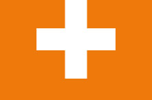 Weißes Kreuz auf orangefarbenem Hintergrund